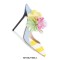 Stiletto Heels Pointed Toe Flowers Colorful Buckle Straps Pumps Sandals - Yellow