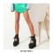 Chunky Heels Round Toe Lace Up Platforms Pumps - Black