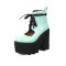 Chunky Heels Round Toe Lace Up Platforms Pumps - Green