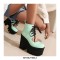Chunky Heels Round Toe Lace Up Platforms Pumps - Green
