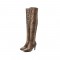 Pointed Toe Stiletto Heels Snake Pattern Over Knee Booties with Side Zipper - Apricot