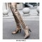 Pointed Toe Stiletto Heels Snake Pattern Over Knee Booties with Side Zipper - Apricot