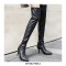 Pointed Toe Stiletto Heels Snake Pattern Over Knee Booties with Side Zipper - Black