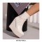 Round Toe Wedges Heels Platforms Ankle Booties with Back Zipper - Beige