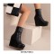 Round Toe Wedges Heels Platforms Ankle Booties with Back Zipper - Black