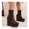 Round Toe Wedges Heels Platforms Ankle Booties with Back Zipper - Brown
