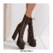 Round Toe Chunky Heels Side Zipper Platforms Ankle Straps LaceUp Boots - Brown