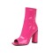 Peep Toe Ankle Highs Chunky Heels Summer Party Zipper Boots - Rose Red