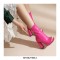 Peep Toe Ankle Highs Chunky Heels Summer Party Zipper Boots - Rose Red