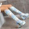 Round Toe Chunky Heels Knee Highs Matte Platforms Boots - SkyBlue Faux Leather