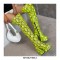 Round Toe Chunky Heels Platforms Over The Knee Snake Print Booties with Side Zipper - Green