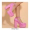Round Toe Chunky Heels Ankle Buckle Straps Platforms Sandals - Black