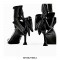 Pointed Toe Butterfly Knots Thin Heels Autumn Winter Boots  with Side Zipper - White