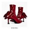 Pointed Toe Butterfly Knots Thin Heels Autumn Winter Boots  with Side Zipper - White