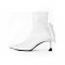 Pointed Toe Butterfly Knots Thin Heels Autumn Winter Boots  with Side Zipper - White