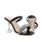 Peep Toe Rhinestones Transparent Spike Heels Sandals Slippers - Black