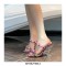 Peep Toe Rhinestones Transparent Spike Heels Sandals Slippers - Multicolor