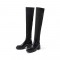 Round Toe Autumn Thigh High Socks Chelsea Boots - Black