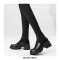 Round Toe Autumn Thigh High Socks Chelsea Boots - Black