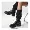 Round Toe Autumn Thigh High Socks Chelsea Boots - Black