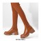 Round Toe Autumn Thigh High Socks Chelsea Boots - Auburn