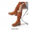 Round Toe Autumn Thigh High Socks Chelsea Boots - Auburn