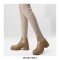 Round Toe Autumn Thigh High Socks Chelsea Boots - Khaki