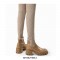 Round Toe Autumn Thigh High Socks Chelsea Boots - Khaki