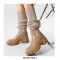 Round Toe Autumn Thigh High Socks Chelsea Boots - Khaki