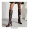 Pointed Toe Starfish Print Chunky Heels Knee Highs Boots - Black