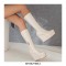 Round Toe Wedges Heels Platforms Knee Highs Booties with Side Zipper - Beige