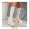 Round Toe Wedges Heels Platforms Knee Highs Booties with Side Zipper - Beige