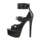 Peep Toe Stiletto Heels Ankle Buckle Straps Platforms Sandals - Black