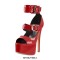 Peep Toe Stiletto Heels Ankle Buckle Straps Platforms Sandals - Red