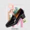 Square Toe Chunky Heels Loafer British College Style Pumps - Black