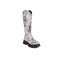 Round Toe Platforms Heels Floral Printed Boots with Back Zipper - Gray