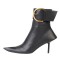 Pointed Toe Stiletto Heels Ankle Belt Buckle Straps Ankle High Boots - Black