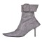 Pointed Toe Stiletto Heels Ankle Belt Buckle Straps Ankle High Boots - Gray