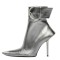 Pointed Toe Stiletto Heels Ankle Belt Buckle Straps Ankle High Boots - Silver