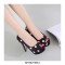 Peep Toe Stiletto Heels Polka Dots Platforms Pumps - Black
