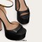 Peep Toe Ankle Buckle Straps Dorsay Chunky Block Heels Platforms Sandals - White Patent