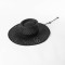 Fringed Wide Brim Raffia  Straw Ribbon Bowknot Summer Beach Panama Hat - Black