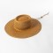 Fringed Wide Brim Raffia  Straw Ribbon Bowknot Summer Beach Panama Hat - Khaki
