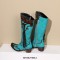 Pointed Toe Chunky Heels Ethnic Western Knee Highs Cowboy Boots - Blue Brown