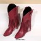Pointed Toe Love Wings Tassel Decorated Western Chunky Heels Knee Highs Boots - Red