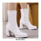 Round Toe Chunky Heels Side Zipper AnkleHighs Autumn Rain Boots - White