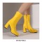 Round Toe Chunky Heels Side Zipper AnkleHighs Autumn Rain Boots - Yellow