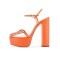 Peep Toe Chunky Heels Butterfly Rhinestones Ankle Straps Platforms Pumps - Orange