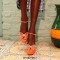 Peep Toe Chunky Heels Butterfly Rhinestones Ankle Straps Platforms Pumps - Orange