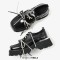 Square Toe Gothic Punk Style Lace Up Derby Style Creepers Loafers - Black